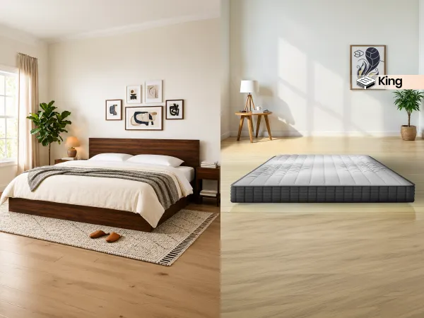 Rio Engineered Wood King Bed With Memory Foam King Bed Mattress (78 x 72 x 6 inches)